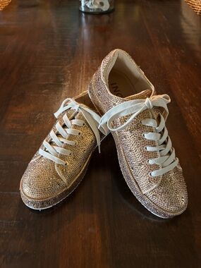 INC International Concepts Rose Gold Crystal Lace-Up Sneakers